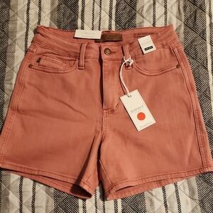 Judy Blue Mauve-Rust High-Rise Denim Shorts